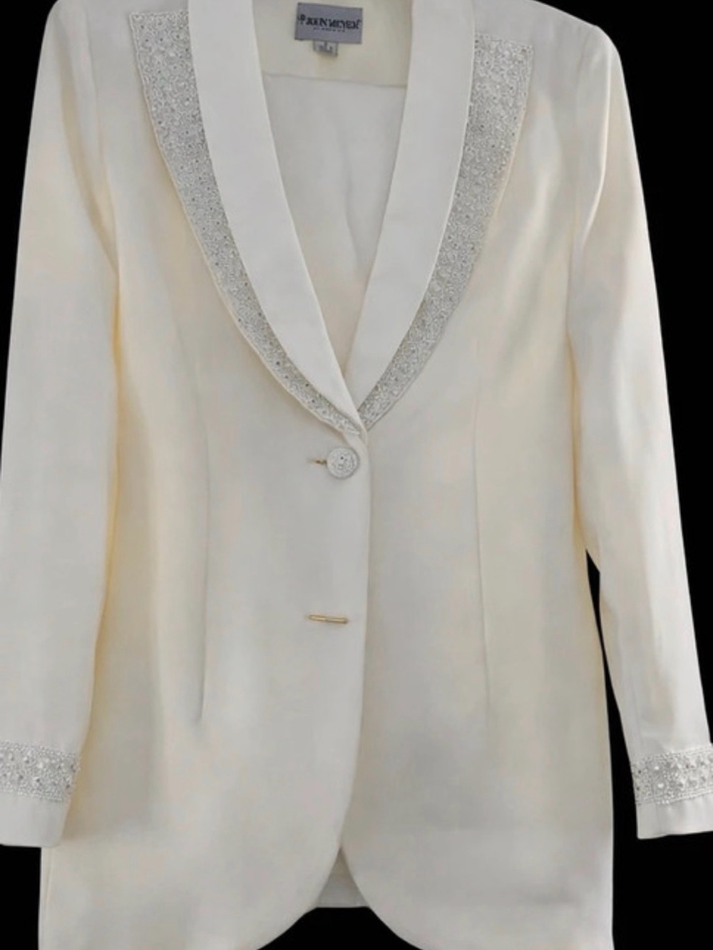 John Meyer Elegant Beaded Ivory Suit (Skirt)